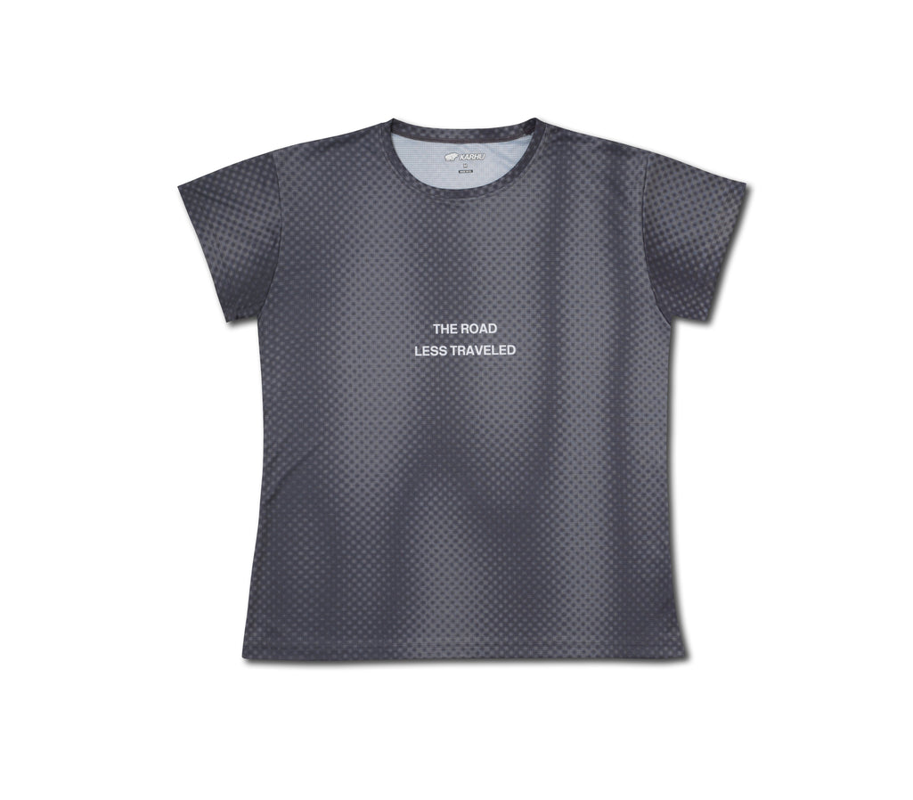 WOMEN'S RUNNING T-SHIRT - GREY GRADIENT / WHITE