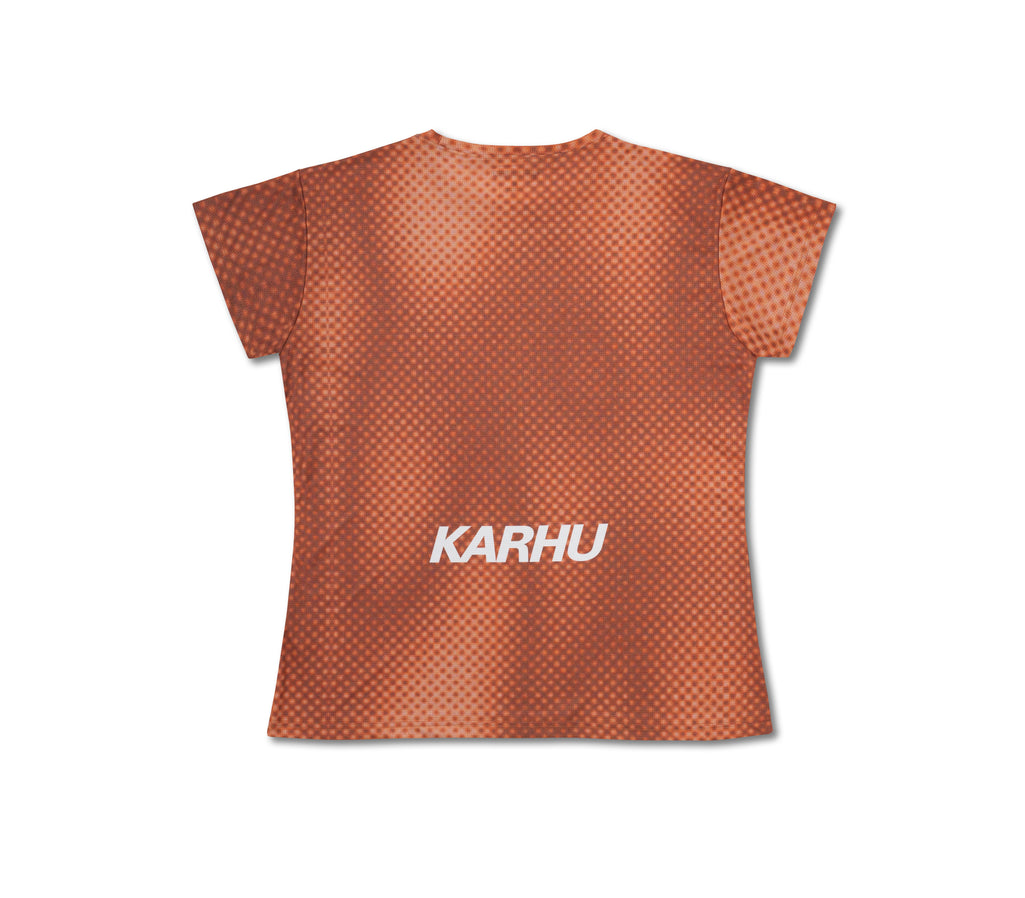 WOMEN'S RUNNING T-SHIRT - ORANGE GRADIENT / WHITE